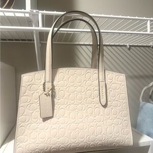 Coach Cream Embossed Leather Tote